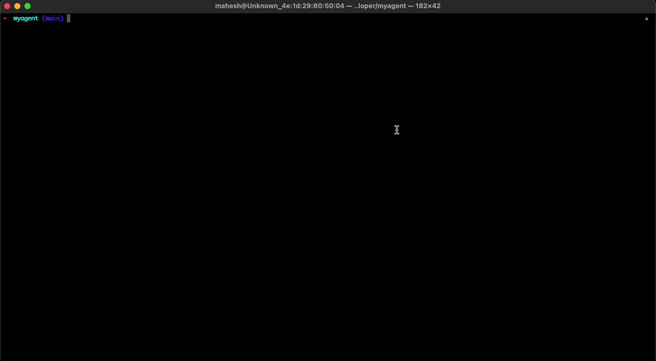 Thostty running in the terminal — agent loop fixing code